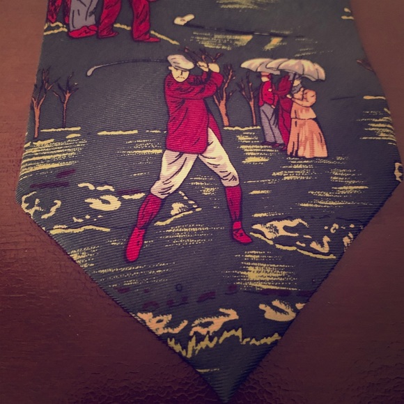 Vintage golf silk tie country club theme imported from Italy EUC - Picture 4 of 6